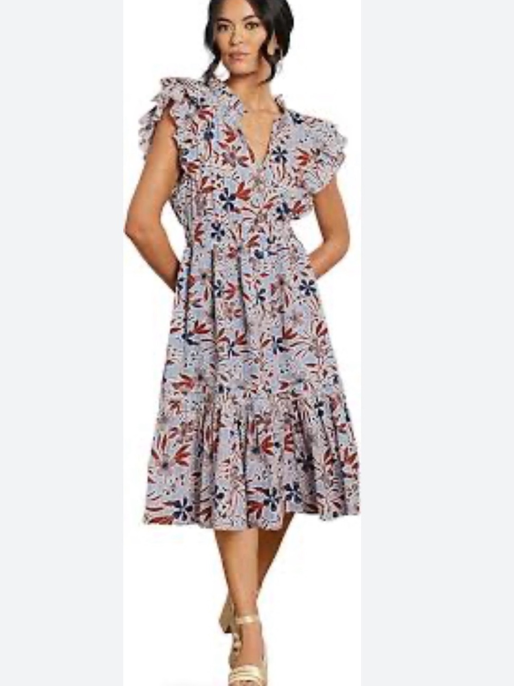 Sam Edelman Kenna midi dress Floral print cotton sz L